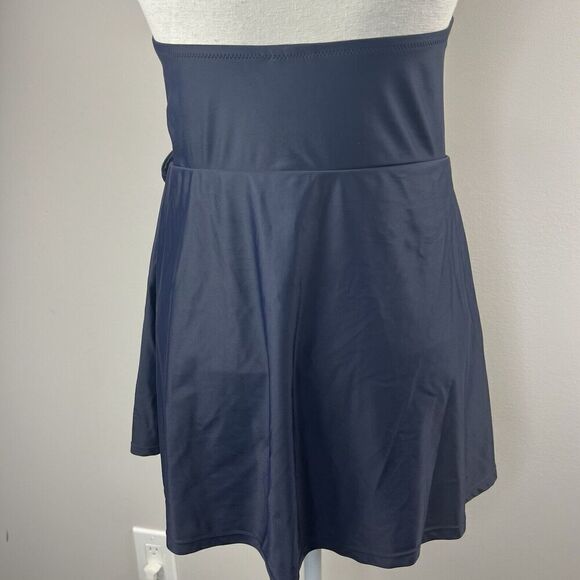 J. Crew Halter Wrap Swim Dress Size 6 Navy Blue Swimsuit - Picture 8 of 12